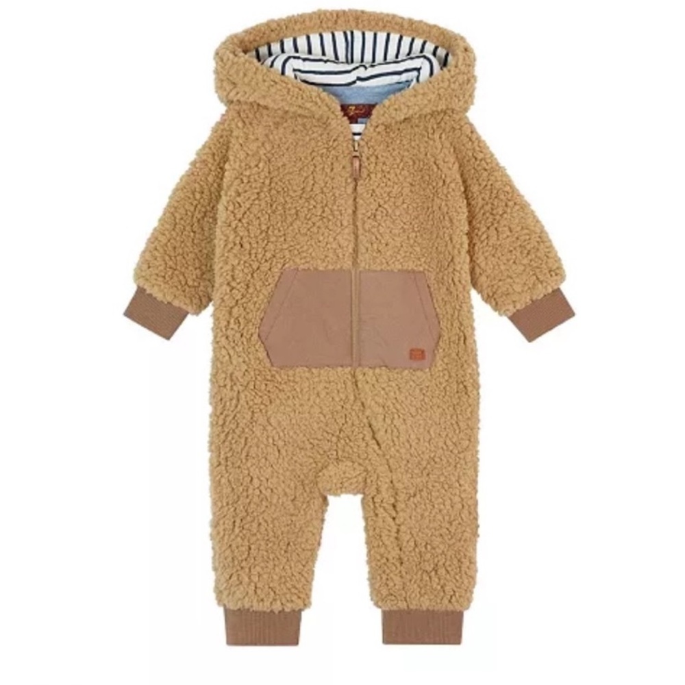 7 For All Mankind Tan Sherpa Baby Footie. 0-3 months